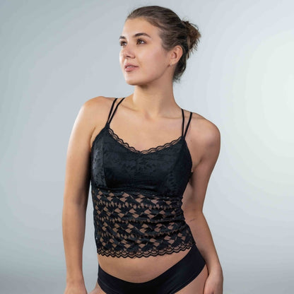 Cross Back Lace Cami Black